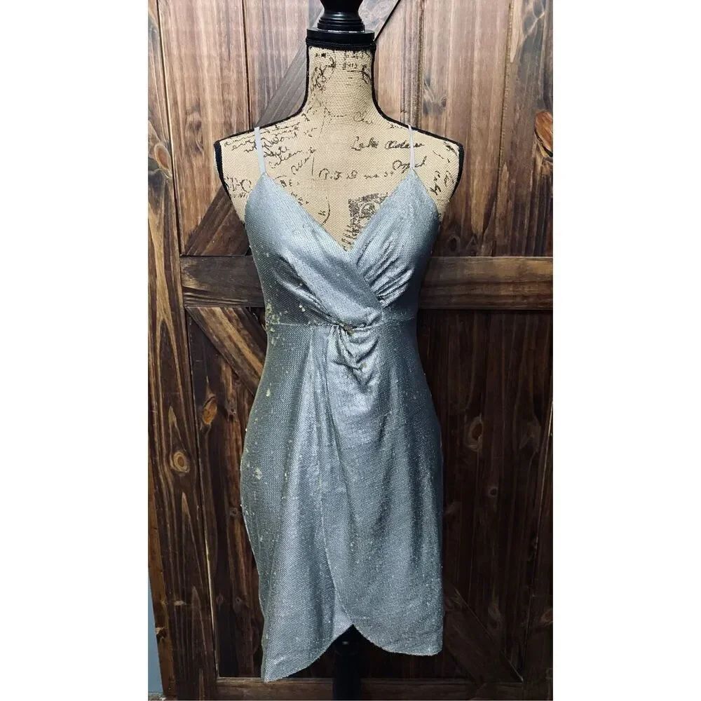 Lucy & Co. for Lulus Silver Gold Sequin Mini Cocktail Dress Sz M